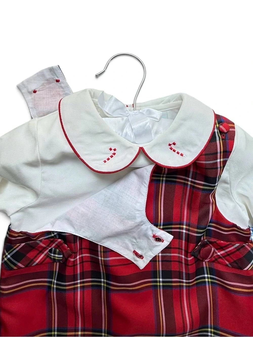 Edgehill Collection Candy Cane Shortall Set Kids Red Plaid Size 3T NWT